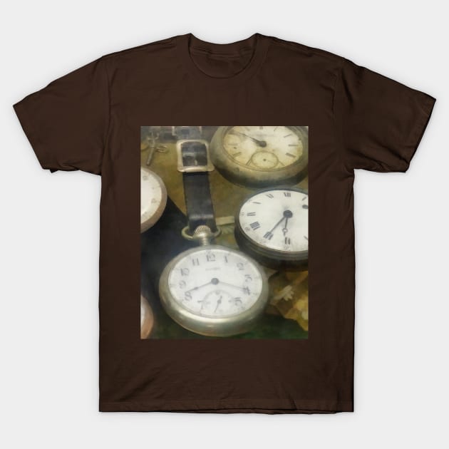 Watches - Vintage Pocket Watches T-Shirt by SusanSavad